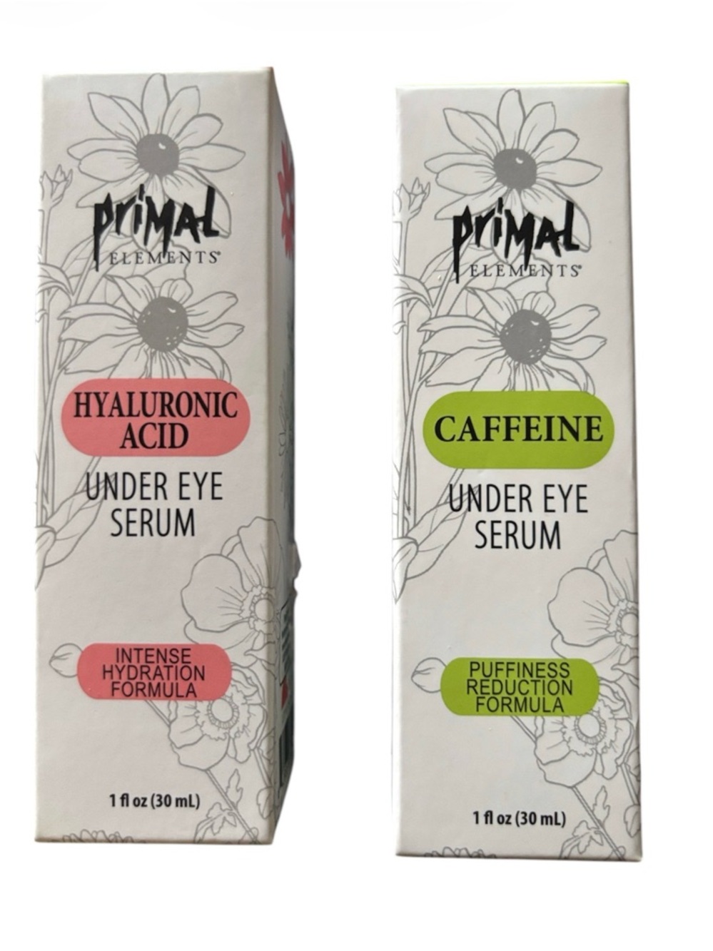 Primal Elements Bundle Caffeine Under Eye Serum + Hyaluronic Acid Under Eye NWT